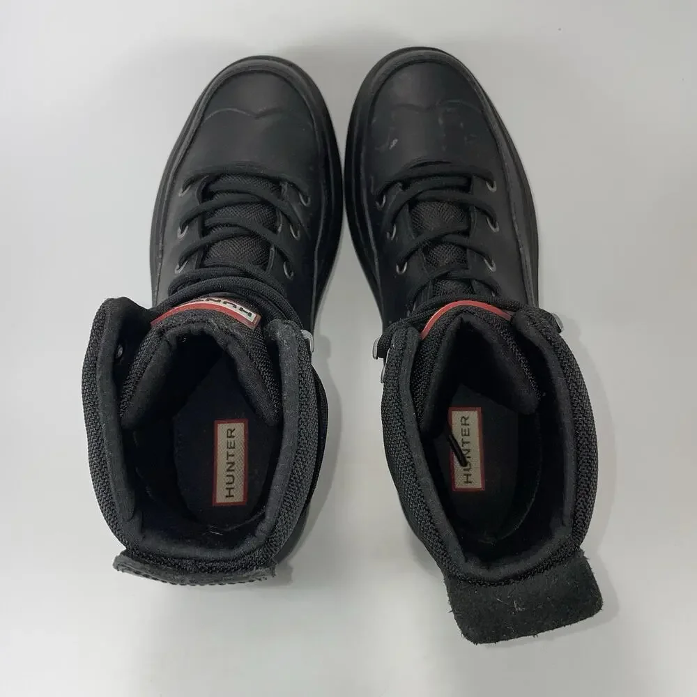 Hunter Original Commando Boots Womens Size 9 Black Waterproof Insulated Lace Up